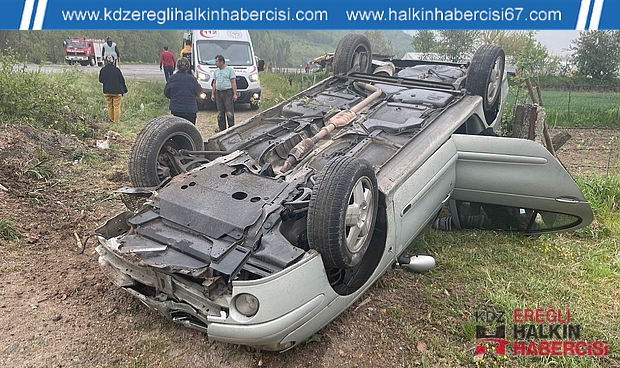 Hızını alamayıp şarampole yuvarlandı: 1 yaralı