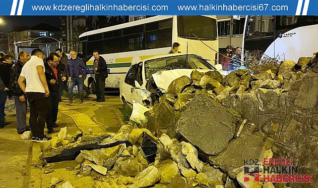 Otomobil karşı şeride geçip duvara çarparak durabildi