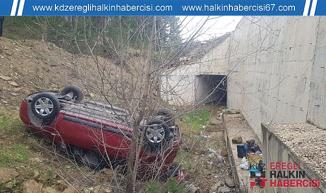 Yoldan çıkan otomobil şarampole yuvarlandı: 5 yaralı