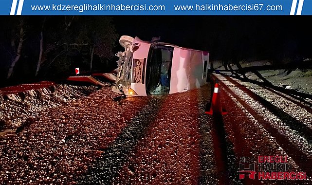 İşçileri taşıyan minibüs devrildi: 13 yaralı