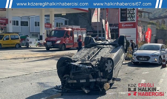 Takla atan araçtan kendi imkanıyla çıktı
