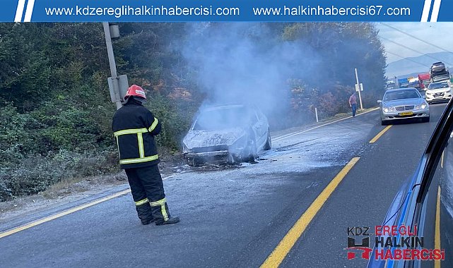 Bolu Dağı'nda otomobil yandı