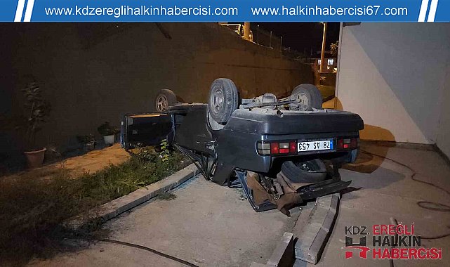 Kontrolden çıkan otomobil apartman bahçesine düştü: 1 yaralı