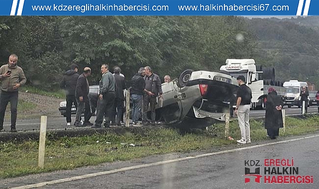 Yağışlı hava kazaya neden oldu ...