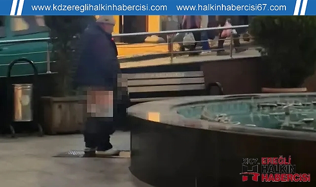 BU DA OLDU: SOKAK ORTASINDAKİ SÜS HAVUZUNA 'TUVALETİNİ' YAPTI!