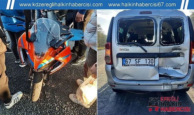 Motosiklet ile hafif ticari araç çarpıştı!
