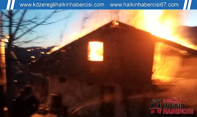 Çıkan yangında bir ev kül oldu ...