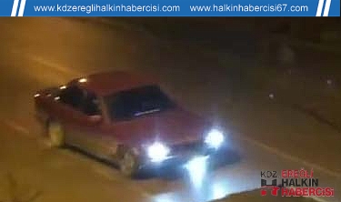 Drift atmak isterken kaza yaptı ...