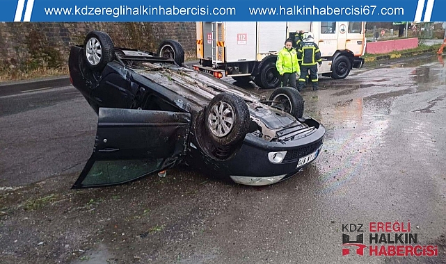 Kozlu'da Araç Ters Döndü ...