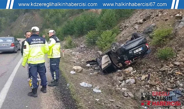 Kontrolden çıkan otomobil takla attı!