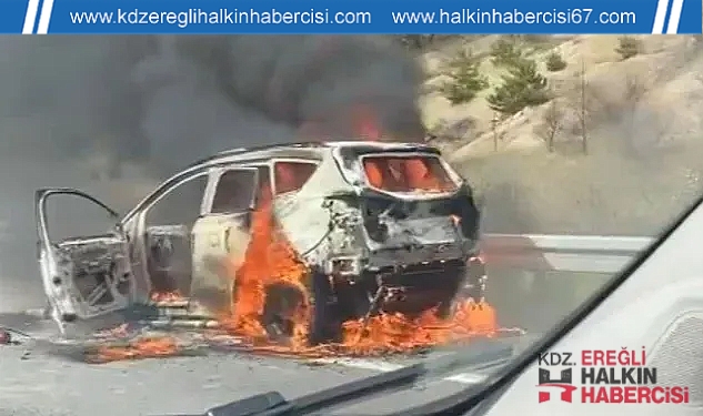 Seyir Halindeki Cip Alev Alev Yandı!...