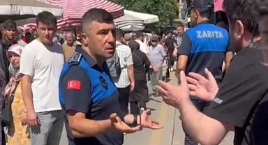 Zabıtalar ve pazarcılar arasında tartışma çıktı ...