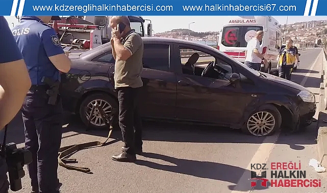 Direksiyon hakimiyetini kaybeden sürücü bariyerlere çarptı