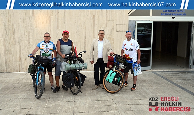 İNEBOLU'YA PEDAL ÇEVİREN BİSİKLETÇİLER, KDZ. EREĞLİ BELEDİYESİ'Nİ ZİYARET ETTİ