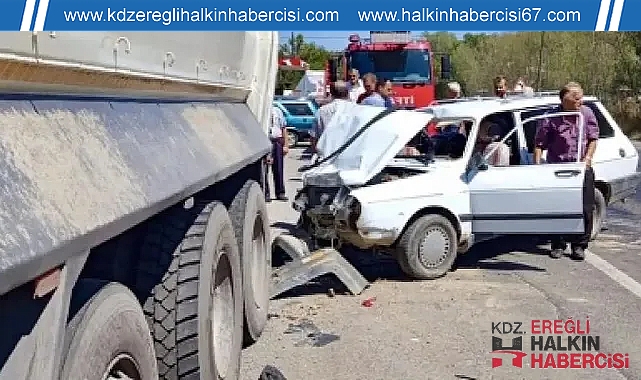 Araç park halindeki kamyona çarptı!