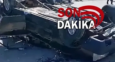 Freni tutmayan otomobil takla attı ...