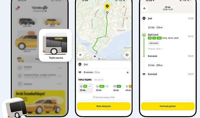 Yandex Go'ya toplu taşıma planlama özelliği