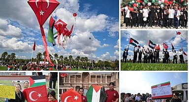 Uçurtmalar Gazzeli çocuklar için semalarda